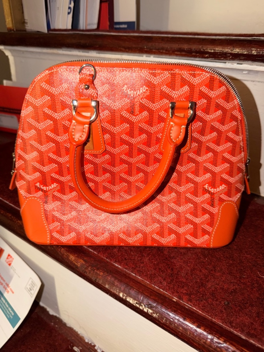 Goyard Orange Double-Zip handbag with Silver Hardware - Picture 8 of 9